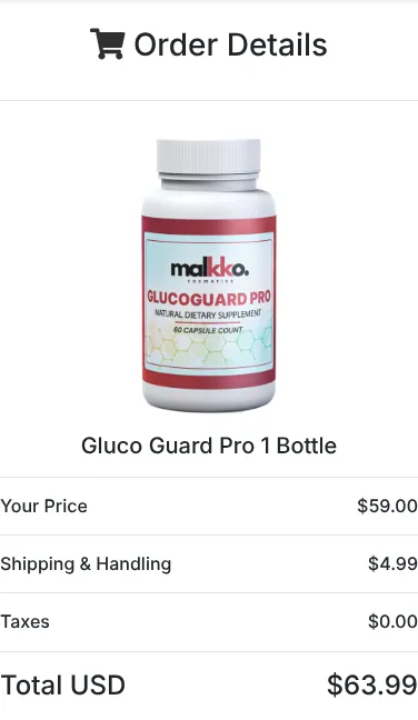 Gluco Guard Pro order summary at checkout, October 12, 2026