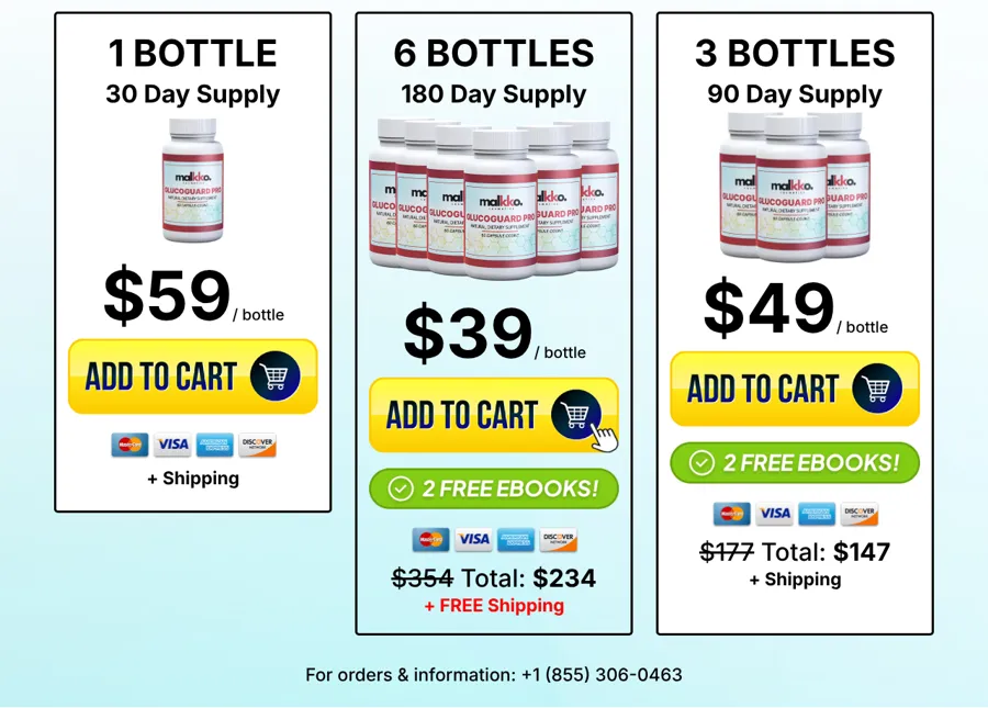 Gluco Guard Pro bundle prices on the official order page, October 12, 2026