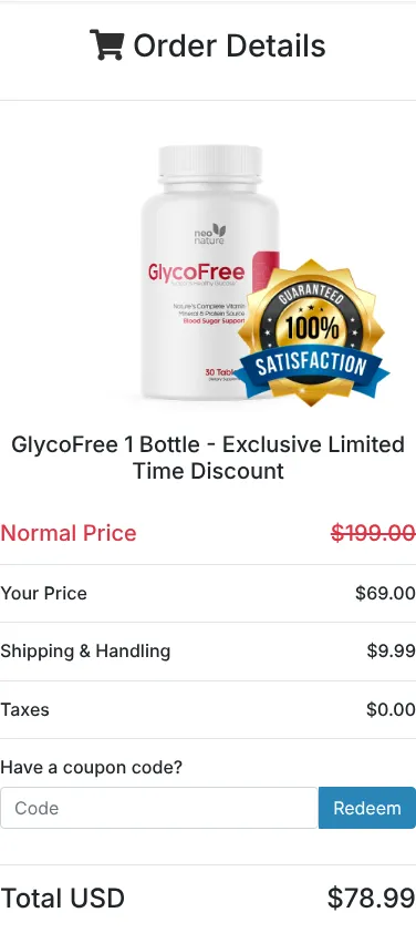 GlycoFree order summary at checkout, October 12, 2026